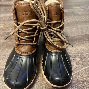 JBU Kids Brown and Black Waterproof Winter Duck Boots